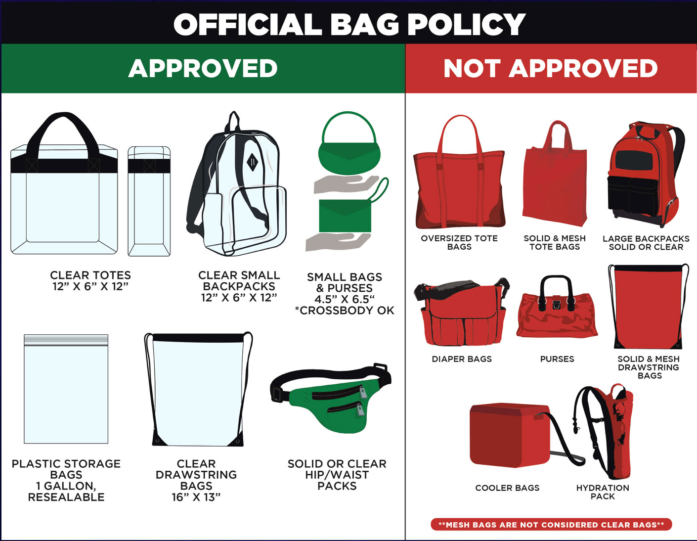Official Bag Policy Graphic Examples